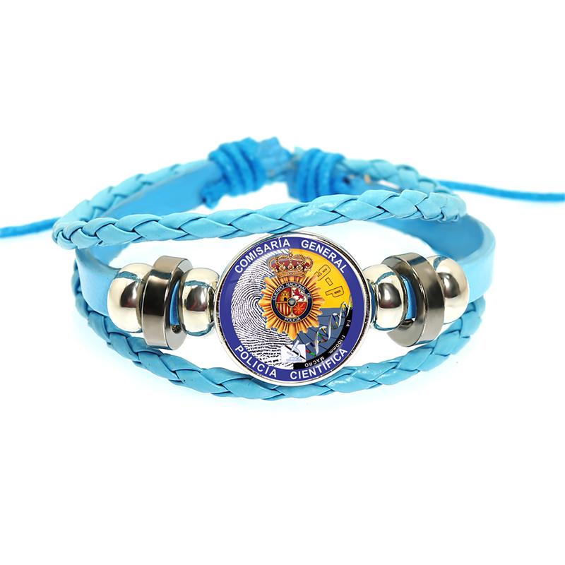 España Guardia Civil El Honor Es Mi Divisa Glass Leather Bracelets Multilayer Spanish Police Braided Bracelets Bangles Jewelry