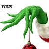Holiday Decorative Hanging Art Christmas Elf Hand Tree Decorations with Red Balls, Green Wall Fun Xmas Home Window Display Decor, Funny Mount