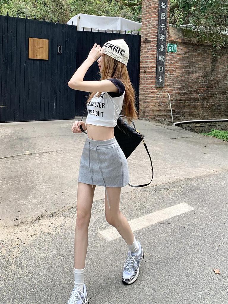 2024 Women's High Waist Petite Sport Skirt with Anti-Exposure