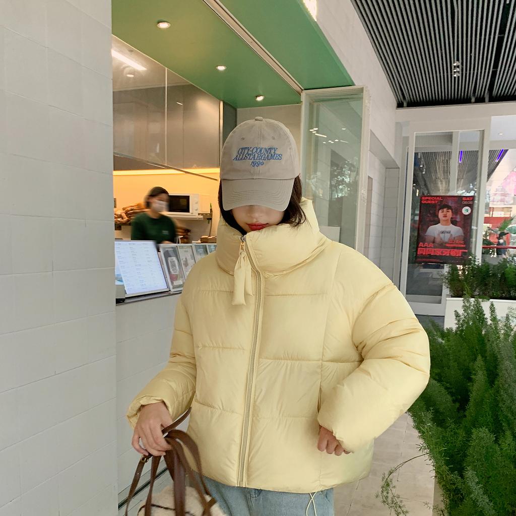 Maillard stand-up collar solid color thickened bread cotton clothes women's autumn and winter new commuter versatile short coat