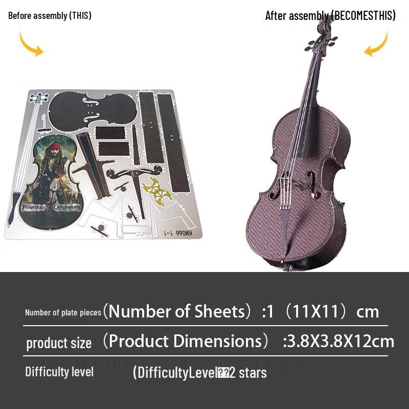 

Полностью металлический 3D-пазл контрабаса из нержавеющей стали - Клей не требуется