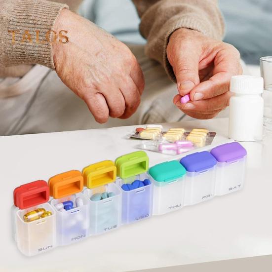 Weekly Pill Organizer with Magnet 7-Day 1 Time Daily Reminder Medicine Dispenser Portable Pill Container Holder Large Capacity Medicine Box