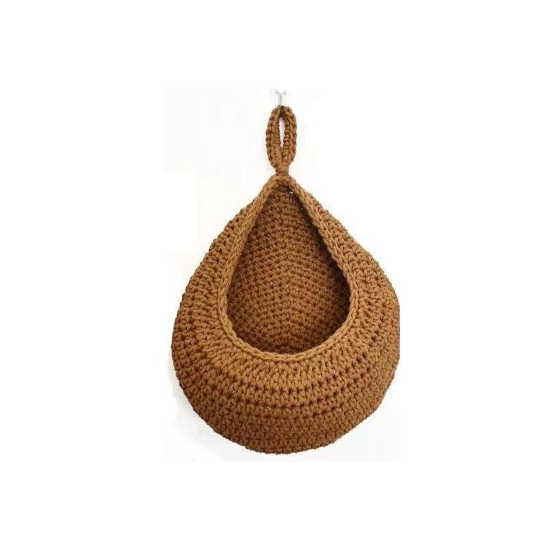 Kitchen Hemp Rope Fruit Basket Hand Woven Cotton Rope Hemp Rope Hook Woven Fruit Net Pocket Storage Net Pocket Storage Mesh Bag