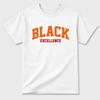 Varsity Black Excellence Graphic Tee. Streetwear Brand Graphic T-Shirt. AJ3 Orange Citrus