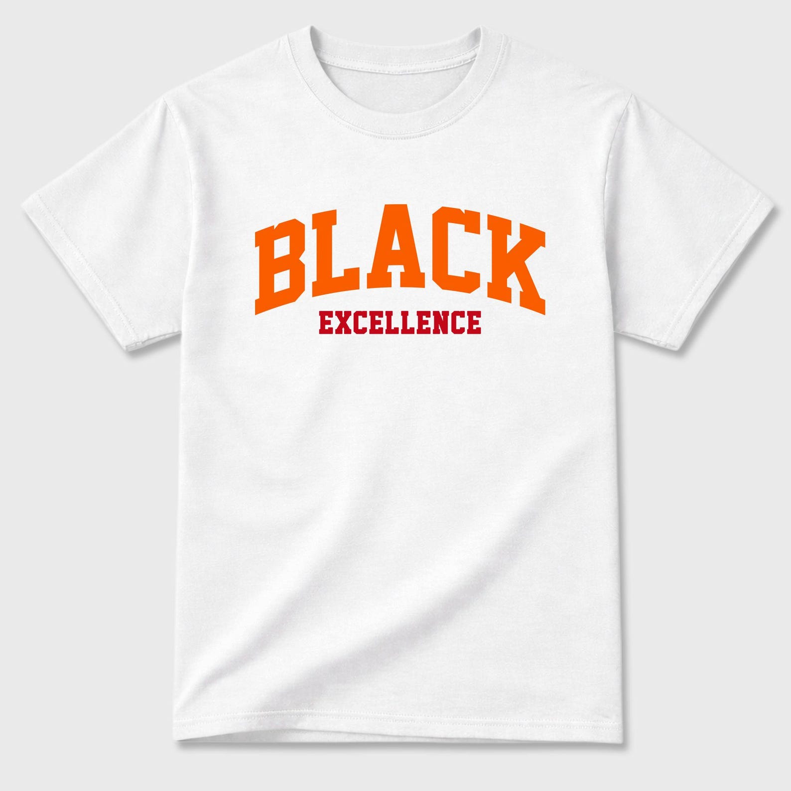 Varsity Black Excellence graphic tee. Streetwear Brand Graphic T-Shirt. AJ3 Orange Citrus S