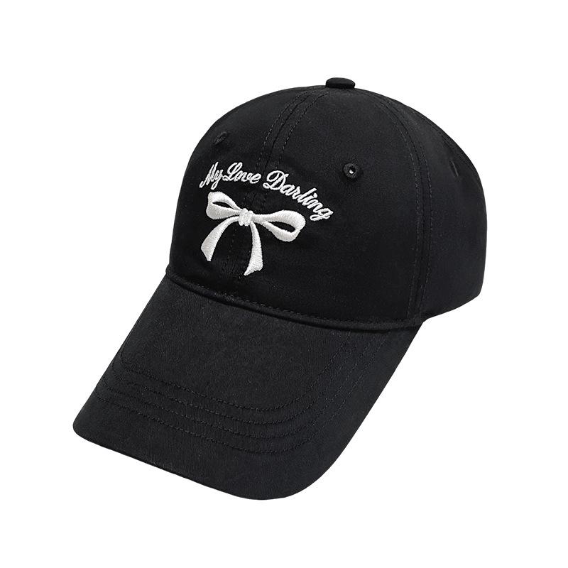 Spring/Summer Bow Embroidery Open-Top Hat: Women's Cute Ponytail Baseball Cap Fashion