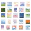 50-Piece Landscape Oil Painting Stickers: Outdoor Scenery DIY Art for Milk Tea Cups & Notebooks