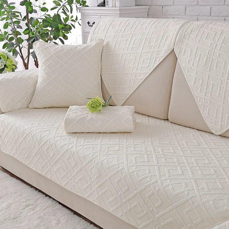 Funda de sofá bordada de algodón de doble cara, funda de cojín para sofá de cuatro estaciones, funda de sofá de esquina moderna para sala de estar, funda de reposabrazos, toalla