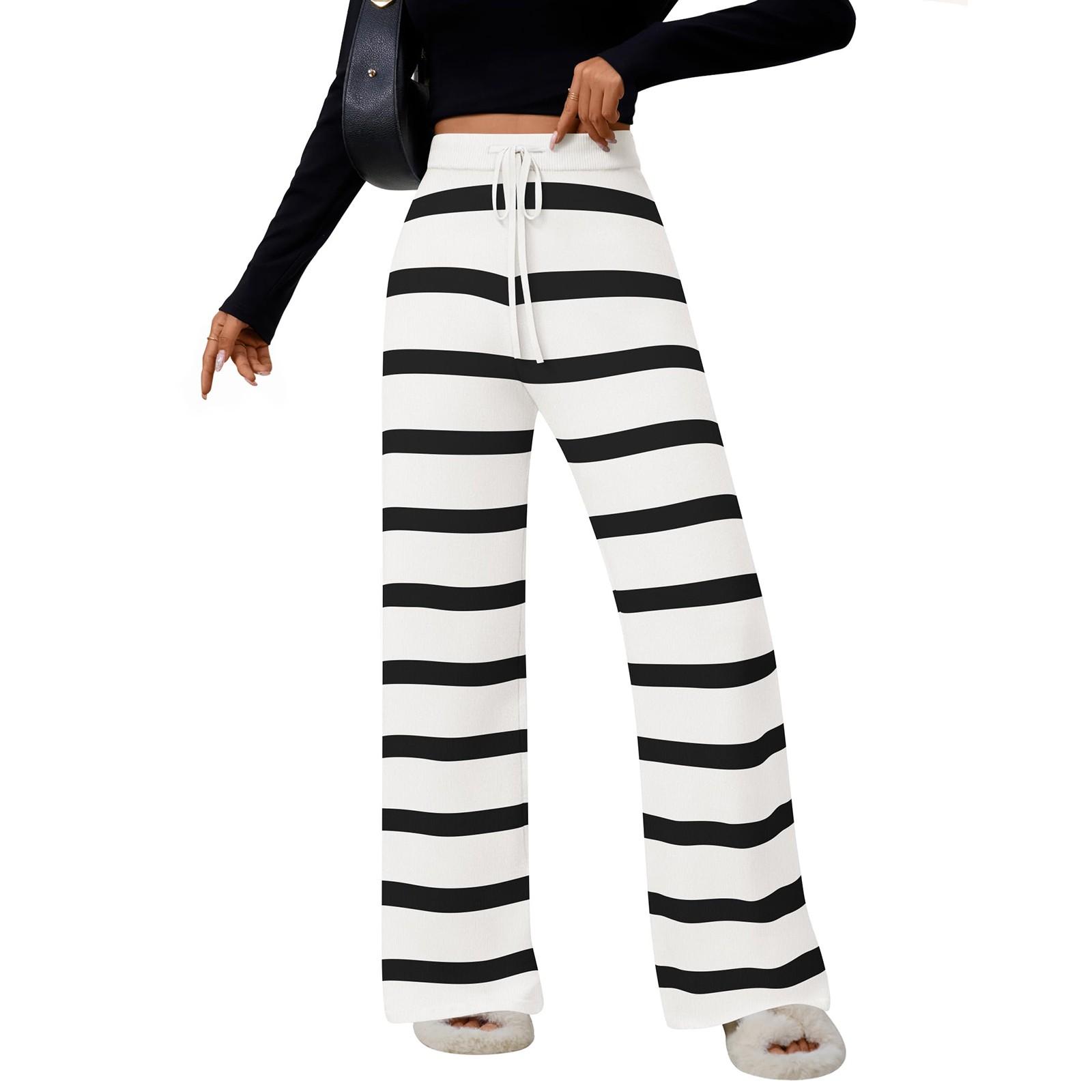 

Женские эластичные брюки с высокой талией, повседневные активные брюки с широкими штанинами и длинными брюками, брюки с карманами M чёрный