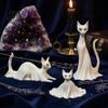 Unique Spooky Cat Display 3D Printed Ghost Statues, Halloween Haunted Kitten Figurines with Hollow Eyes Durable Statue & Flowing Drapes, Matte