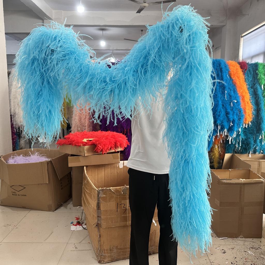 DIY Colorful Ostrich Feather Boa 6Ply Fluffy Shawl 0.5/1/2/3/4 Meter for Wedding Dress Carnival Performance Costume Party Decoration
