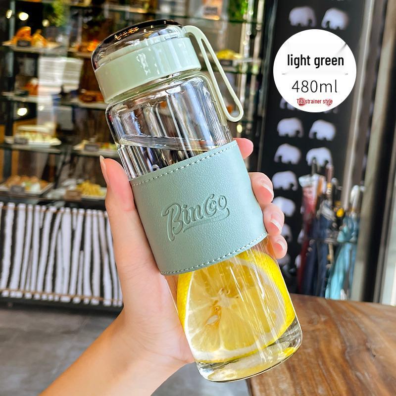 Portable Cute Glass Water Cup with Lid - Stylish Summer Tea Brewing Mug
