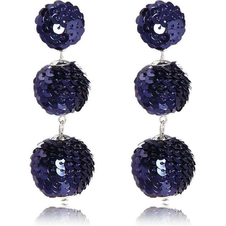 COIRIS Серьги-гвоздики с шариком из пайеток и подвеской для женщин, массивные серьги-подвески с бусинами