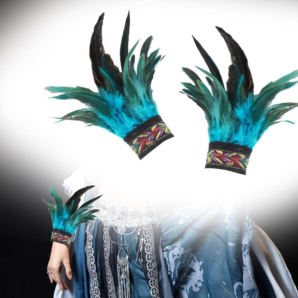 Feather Wrist Cuffs Feather Gloves Cuff Gothic Arm Warmers Faux Fur Sleeve for Halloween Costume Cosplay Decorations Masquerade