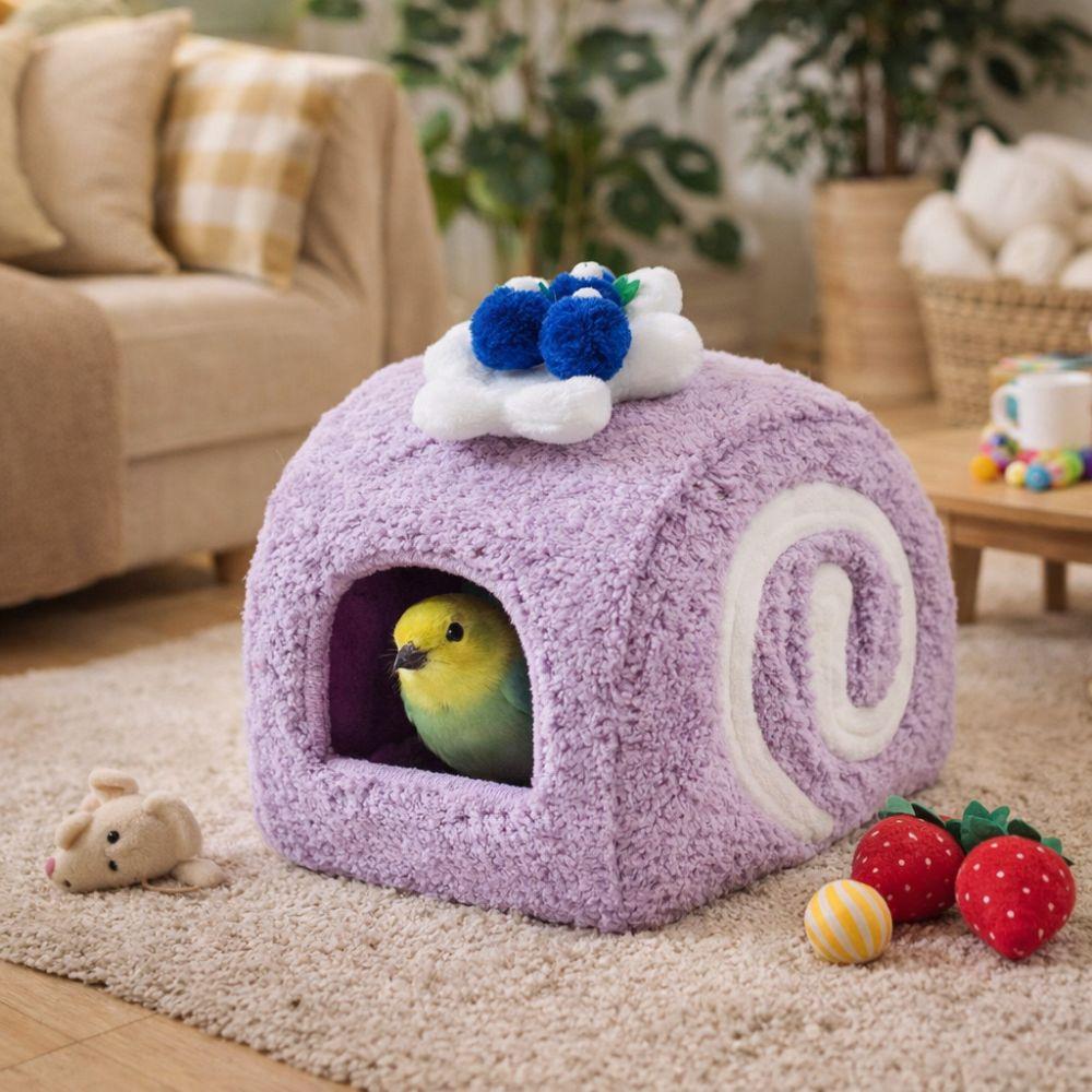 Warm Hamster Cake Nest Swiss Roll Shape Soft Hamster Cage Multi-Functional Cute Guinea Pig Cotton Nest Autumn Winter