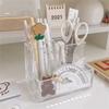 Three Grid Makeup Brush Holder Acrylic Storage Box Table Organizer Pen Holder Office Desktop