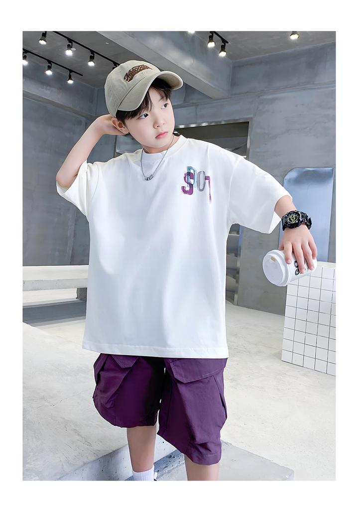 Boys' Summer Short Sleeve Set 2026 New Children's Summer Clothes Boys' Summer Two Piece Set Loose Trendy Cool