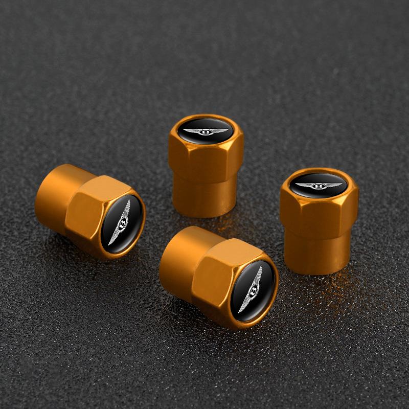 4Pcs Metal Car Wheel Tire Valve Stem Cover Dustproof Decorative Cap For New Bentley Flying Spur Continental GT Bentayga Mulsanne