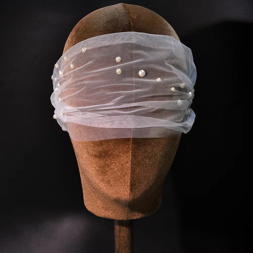 Soft Tulle Blusher Veil Handmade Pearls Side Comb Veil Lightweight Bridal Veil  Bridal Shower