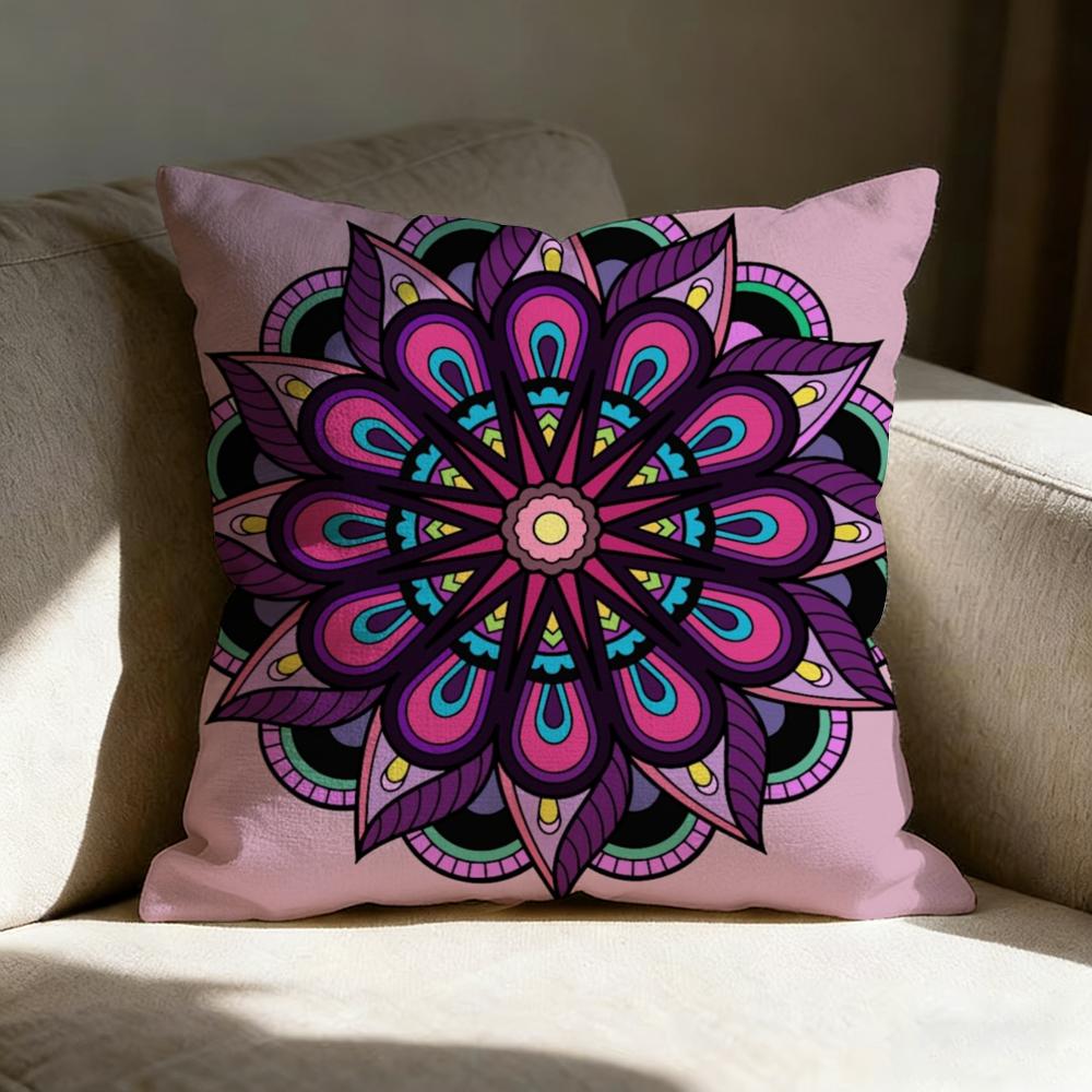 Mandala Style Decorative Pillow Case Linen Pillow Covers Cover For Couch Living Room Bench Patio Floor Linen Home Decor