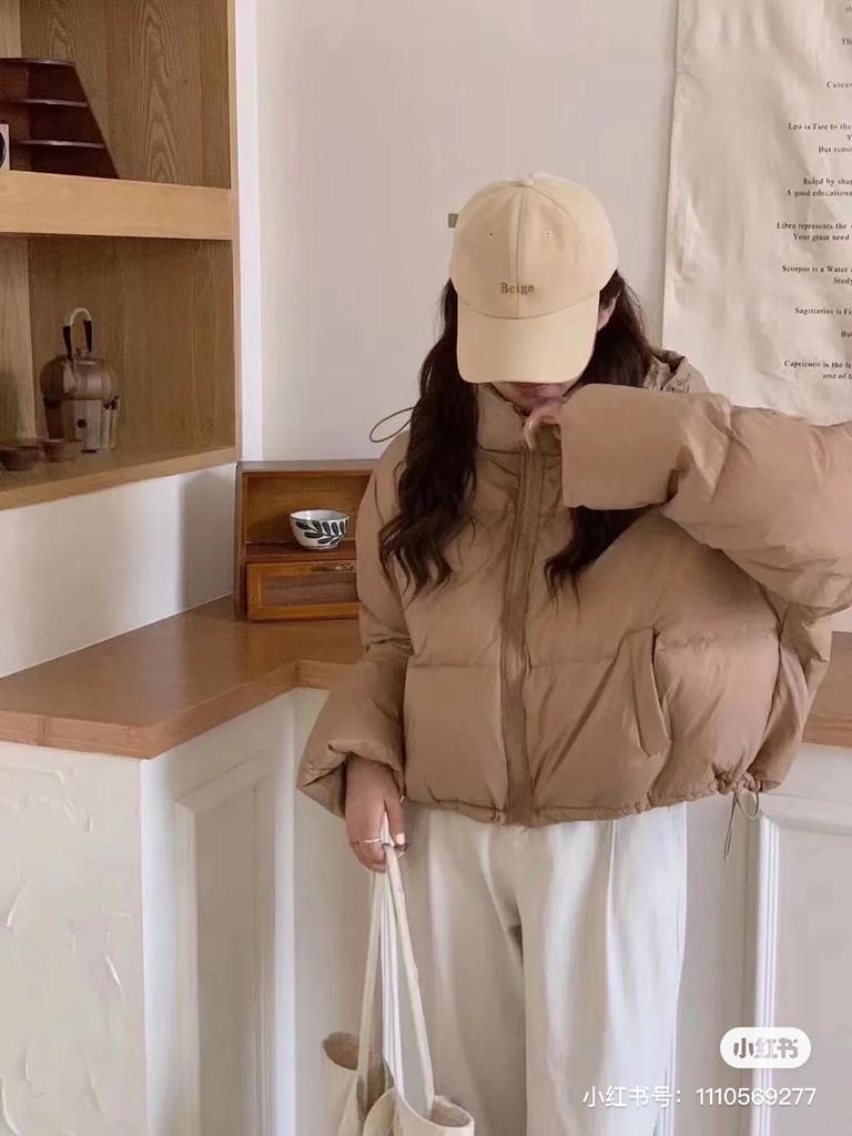 Down cotton-padded women's winter thickened small short cotton-padded women's loose cotton-padded jacket hooded bread jacket