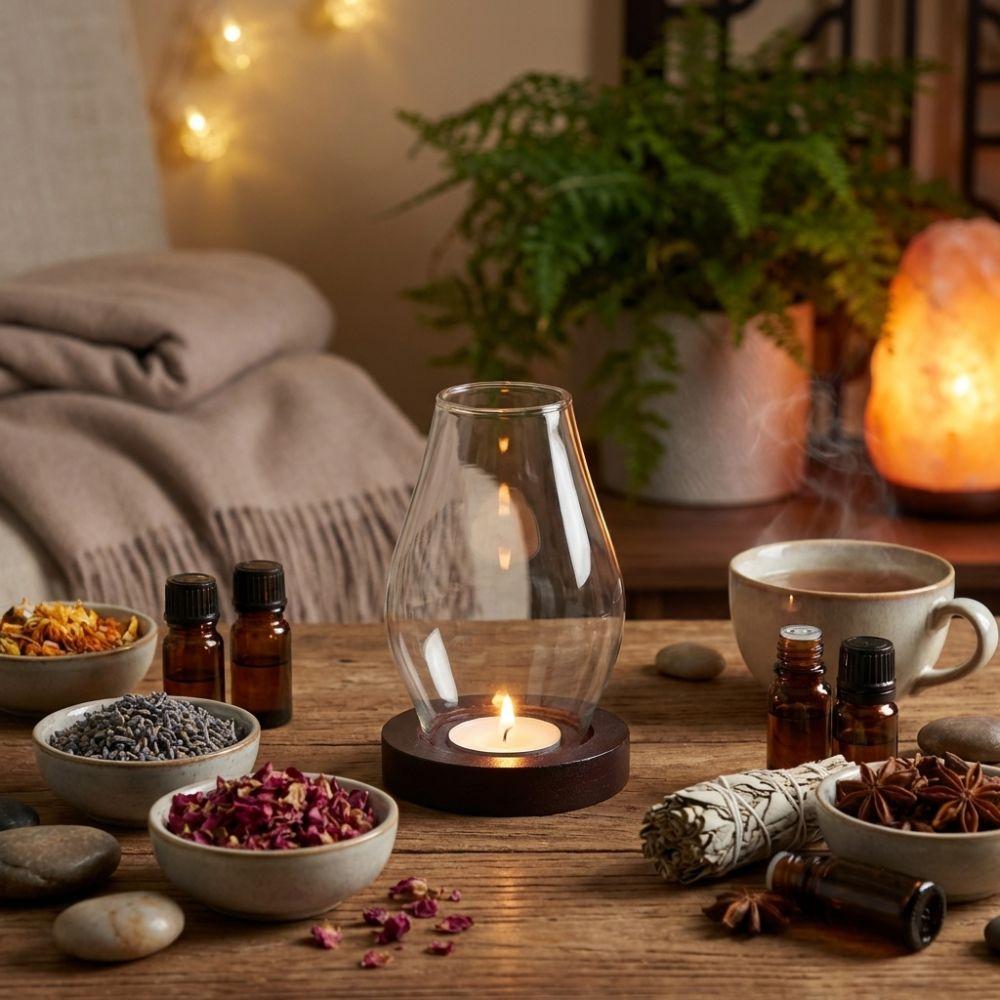 Transparent Tealight Cup Solid Wood Base Incenses Stove Lamp Incense Burner  Wedding Centerpiece
