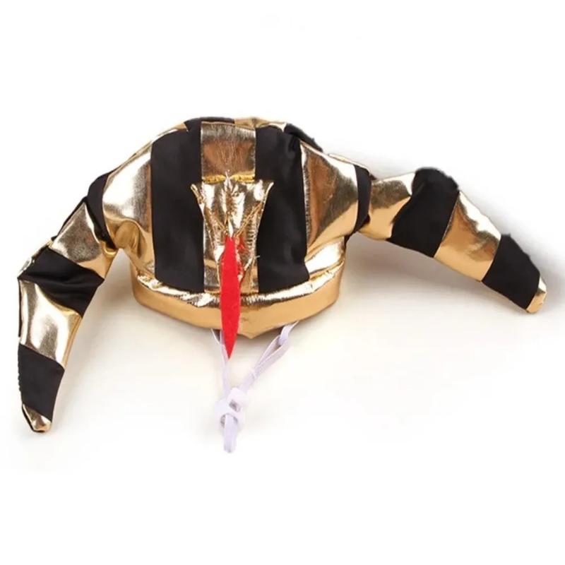 Cute Pet Egyptian Pharaoh Hat Comfortable Adjustable Halloween Party Hat with Bib Breathable Pet Cosplay Costume Pet Dress Up
