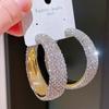 Exaggerate Shiny Rhinestones Big Hoop Earrings Jewelry Accessories Unique Crystal Earrings Geometric Round Jewelry Gifts