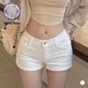 2025 Dámské elastické džínové šortky v korejském stylu - Zvedající boky, Petite, Všestranné, Letní horké kalhotky.