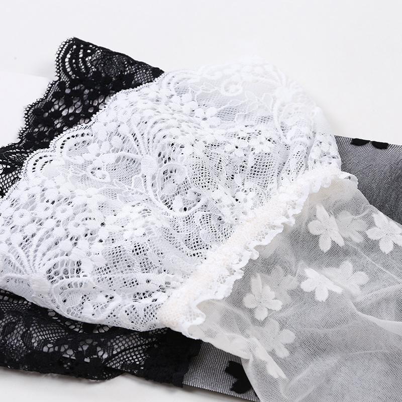 Black Pink White Sakura Flower Lace Top Thigh High Stockings Silicone Hold Up Transparent Medias Ultra Thin Breathable Underwear