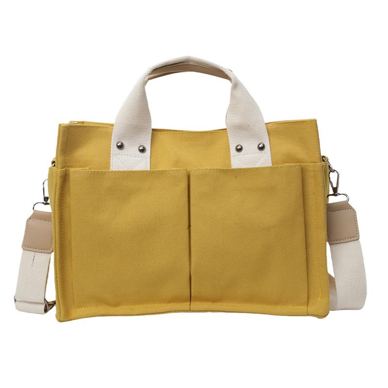 

Холщовая большая сумка Женская сумка через плечо Большая сумка жёлтый