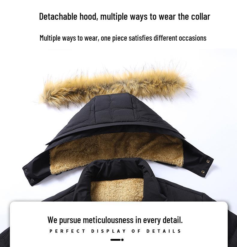 Men's Plus Size Hooded Winter Cotton Jacket - Casual and Versatile Dad Style Outerwear