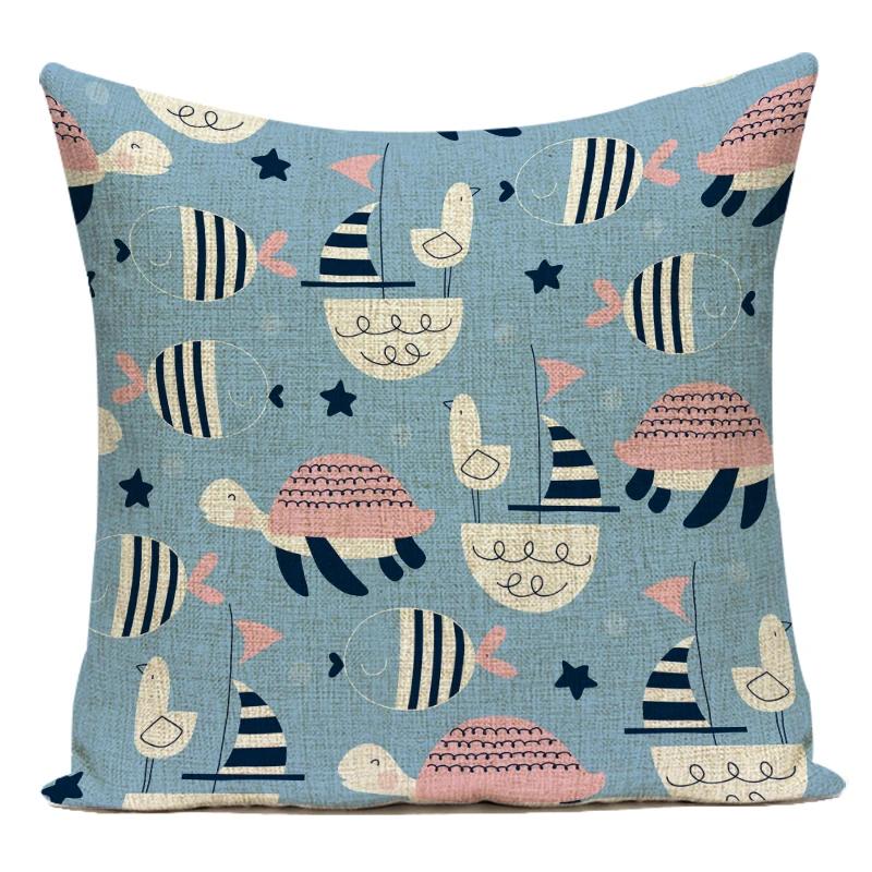 Cute Cartoon Lovely Animal Ocean Fish Octopus Polyester Sofa Home Pillows Cushion Cover For Living Room Decoration Pillowcase