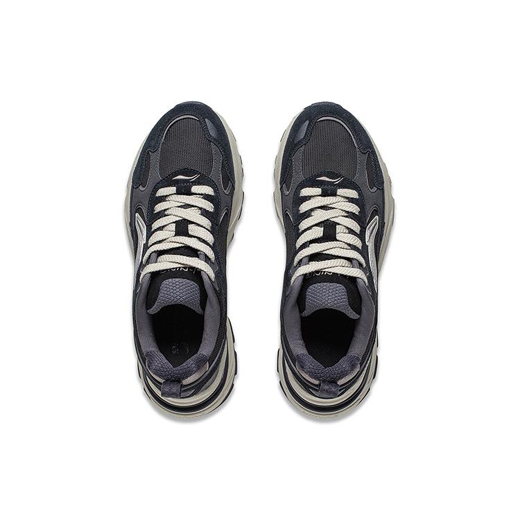Li Ning Beicheng Cushioning Slip Resistant Abrasion Resistant Support Low top Chunky Sneakers Men's Black Gray AGCT425-3