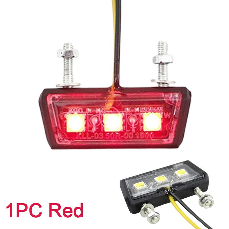 Waterproof 12V Universal Motorcycle License Plate LED Light Motorcycle License Light Rear Tail Lamp Indicators Motorbike Parts красный
