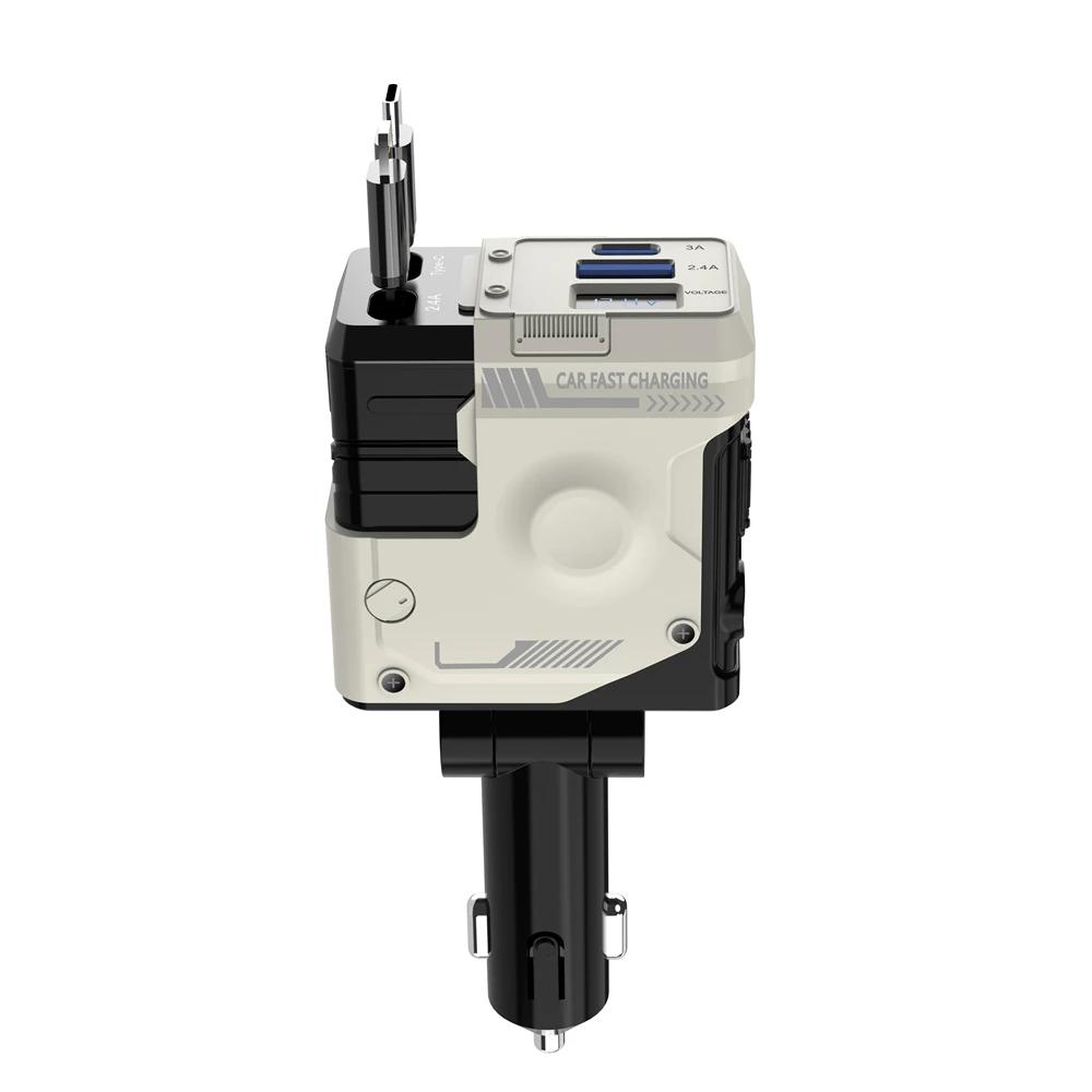 

66 Вт PD QC3.0 4 В 1 Гибкое Выдвижное Автомобильное Быстрое Зарядное Устройство для iphone 15 pro max Huawei Xiaomi PD Зарядное Устройство для Автомобильной Розетки белый