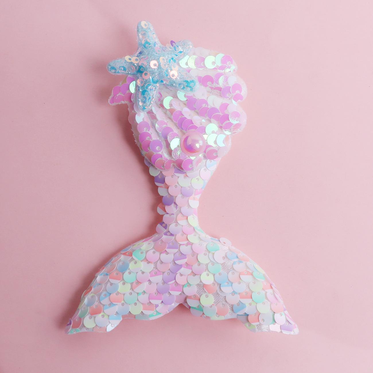 Sequin Mermaid Tail Hair Accessories Kit: DIY Parts & Clothing Decorations пастельный