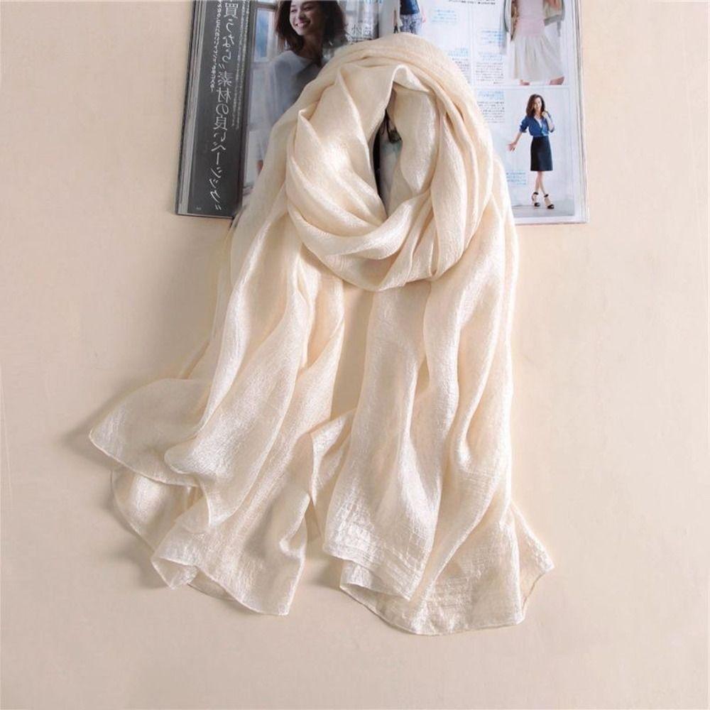 Head Wrap Women Plain Scarf Linen Plus Size Hijab New Female Sunscreen Shawl