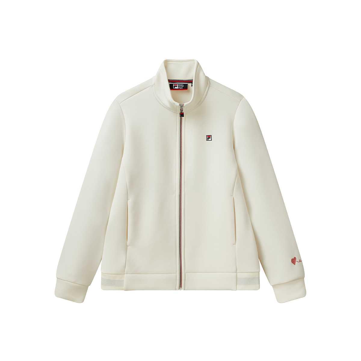 FILA Warm Comfortable Lightweight Fashionable Zipper Solid Color Knit Sweater Women tops White F11W111503F-NV XL