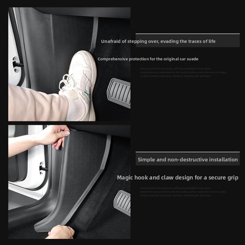 Car Sticker For Tesla Model Y 2023-2025 Driver and Passenger Door Anti-collision Anti Kick Pads Front Guard Plate Welcome Pedal