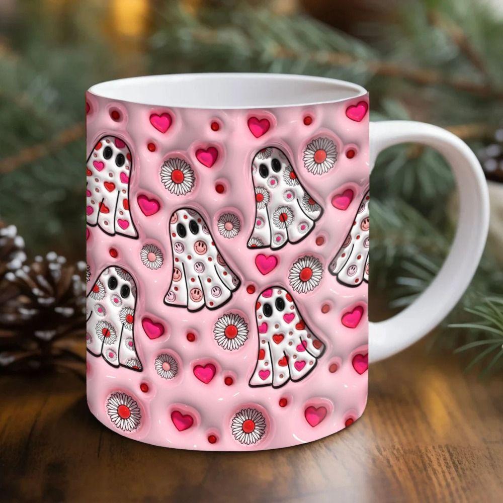 Gift Ceramic Halloween Coffee Mug With Handle Spooky Tea Mug 3D Ghost Mug