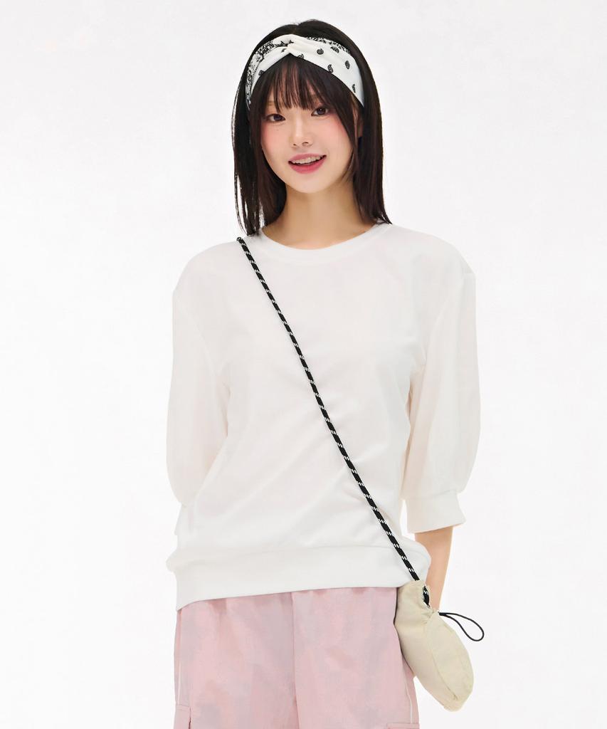 CHASECULT Women'S Variation Sleeve 3/4 Sleeve T-Shirt - Ivory