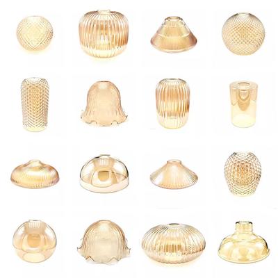 Ersatz-Lampenschirm aus Glas im Vintage-Stil, E27, 42 mm, E26, Diamant-Ananas-Laternenmuster, gelbe Glasabdeckung für künstlerische Pendelbeleuchtung