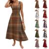 Ladies' Checkered Summer Casual and Fashionable Sleeveless Long Dress
