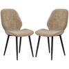 Velvet Dining Chairs, Set of 2 Dining Room Chairs with Metal Legs for Living Room, Dining Room, Light Brown