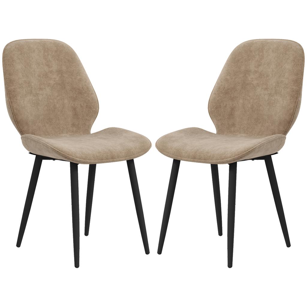 Velvet Dining Chairs, Set of 2 Dining Room Chairs with Metal Legs for Living Room, Dining Room, Light Brown