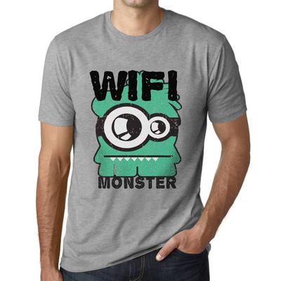 Herren Vintage T-Shirt Grafik T-Shirt WiFi Monster Grey Marl