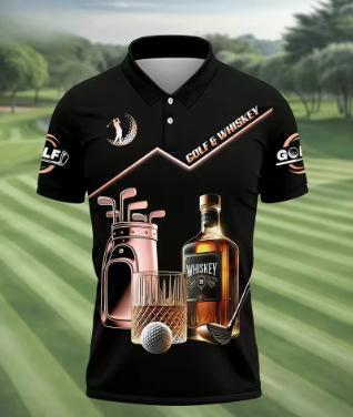 2026 New Men's Casual Sports Short-sleeved Fun Golf Pattern Printed Sports Casual Breathable Polo Shirt
