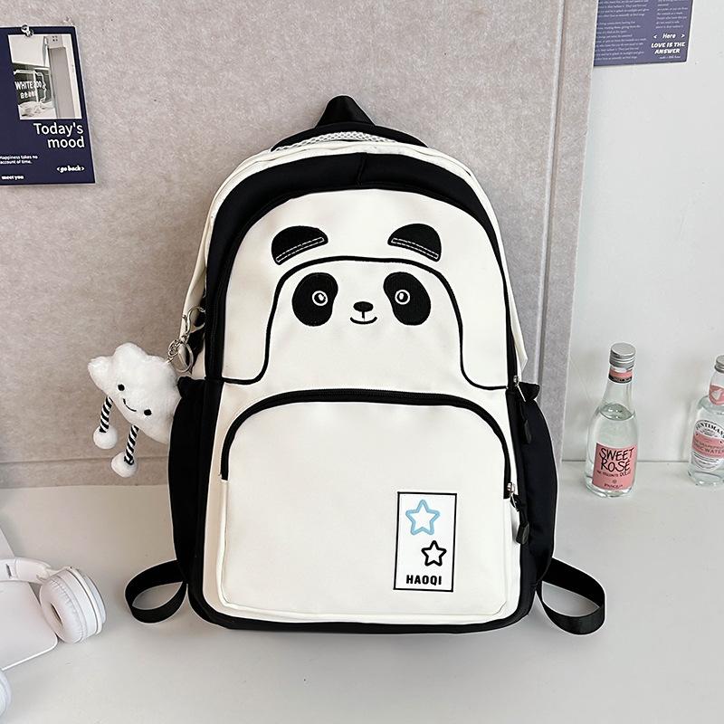 Cute Panda Soft Girl Student Backpack for Girls Junior High School High School Large Capacity High-value Student Schoolbag Travel Commuter Bag