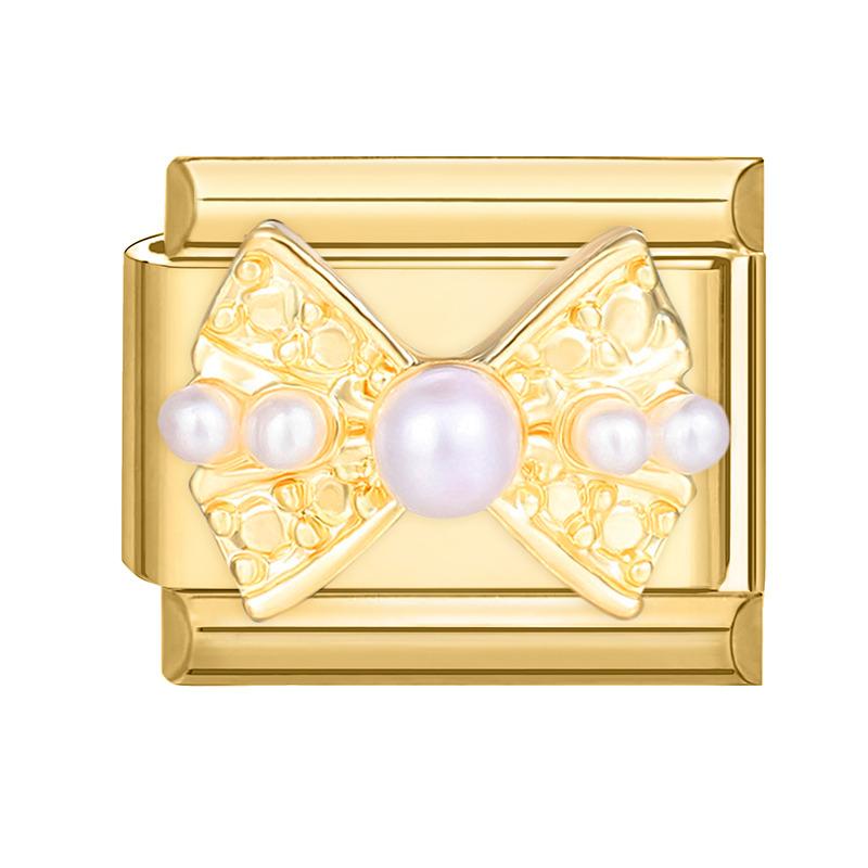 Gold Color Zircon Butterfly Heart Corn Cherry Bow Knot Italian Charm Links Fit 9mm Stainless Steel Bracelet Women DIY Making